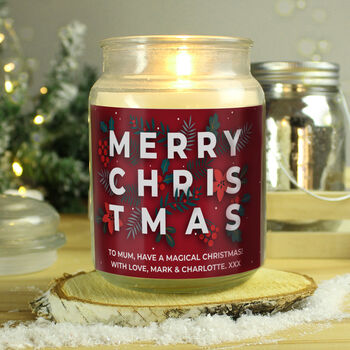 Personalised Christmas Large Scented Jar Candle, 2 of 3