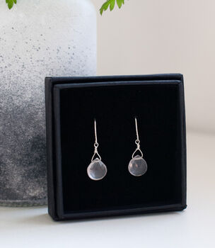 Rose Quartz Recycled Sterling Silver Earrings, 6 of 8