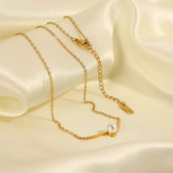 Gold Plated White Pearl Irregular Pendant Necklace, 3 of 5