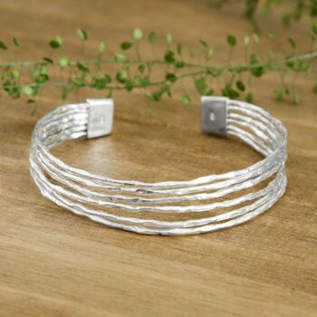 Sterling Silver Organic Cuff Bangle, 2 of 4