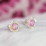 Sterling Silver Pink Opal Stud Earrings, thumbnail 1 of 7