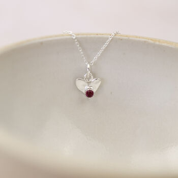 Sterling Silver Small Birthstone Heart Pendant, 5 of 6