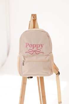 Child's Personalised Embroidered Bow Rucksack Perfect For Nursery, 2 of 5