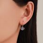 Sterling Silver Lotus Flower Drop Hook Earrings With Lab Moonstone, thumbnail 5 of 11