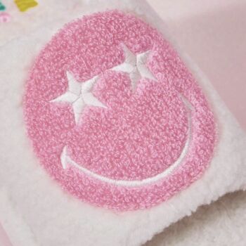 Open Toe Happy Face Plush Slippers, 2 of 5