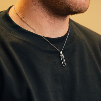 Gold Plated Onyx Verge Rectangular Gemstone Pendant Necklace For Men, 9 of 12