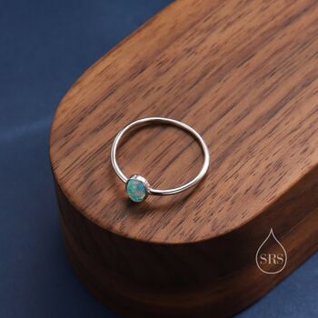Aqua Green Opal Oval Ring In Sterling Silver, 5 of 10