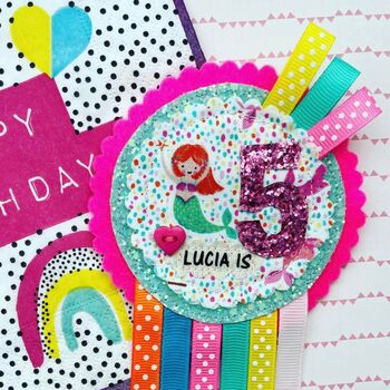 Personalised Mermaid Birthday Rosette, 4 of 4