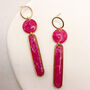Long Pink Stud Statement Earrings, Clay And Resin, thumbnail 1 of 11