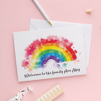 New Baby Rainbow Personalised Card, 3 of 4