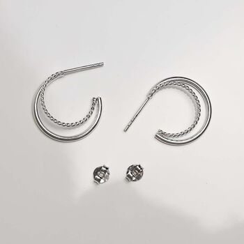Sterling Silver Twist And Shout Stud Hoops, 4 of 6