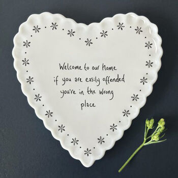 East Of India Porcelain Heart Coaster With Words 'Welcome Home', 2 of 4