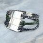 Men's Personalised Double Strand Leather ID Plate Bracelet, thumbnail 4 of 8