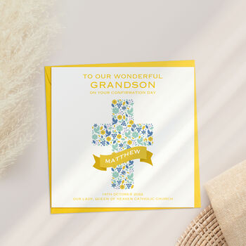 Personalised Floral Cross Confirmation Card, 4 of 4