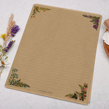 A4 Kraft Letter Writing Paper With Floral Corners, 3 of 4