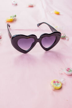Black Chunky Oversized Heart Sunglasses, 3 of 7