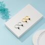 Tiny Black Cz Dangle Huggie Hoop In Sterling Silver, thumbnail 6 of 10