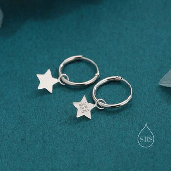 Sterling Silver Delicate Star Huggie Hoop Earrings, 8 of 12