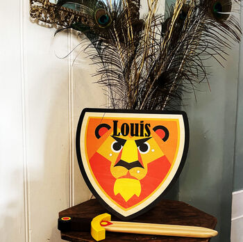 Personalised Wooden Sword And Shield Toy, 2 of 3