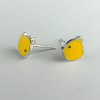 Sterling Silver Yellow Chick Stud Earrings, 3 of 6