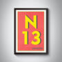 N13 Palmer's Green London Postcode Typography Print, thumbnail 5 of 10