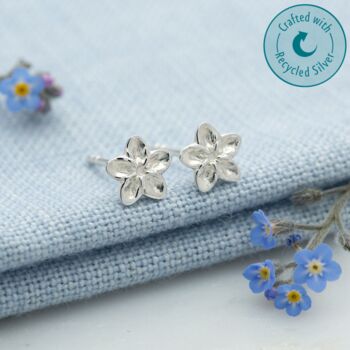 Sterling Silver Forget Me Not Stud Earrings, 4 of 5