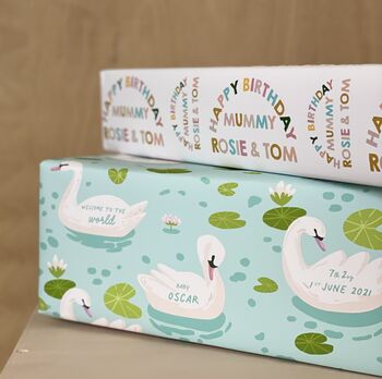 Personalised New Baby Swan Wrapping Paper, 2 of 3