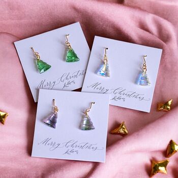 Glass Christmas Tree Earrings, 3 of 6