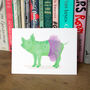 Green Ballerina Pig Illustrated Blank Greeting Card, thumbnail 3 of 11