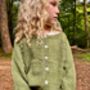 The Kids Hand Knitted Olive Green Eyelet Cardigan, thumbnail 1 of 4
