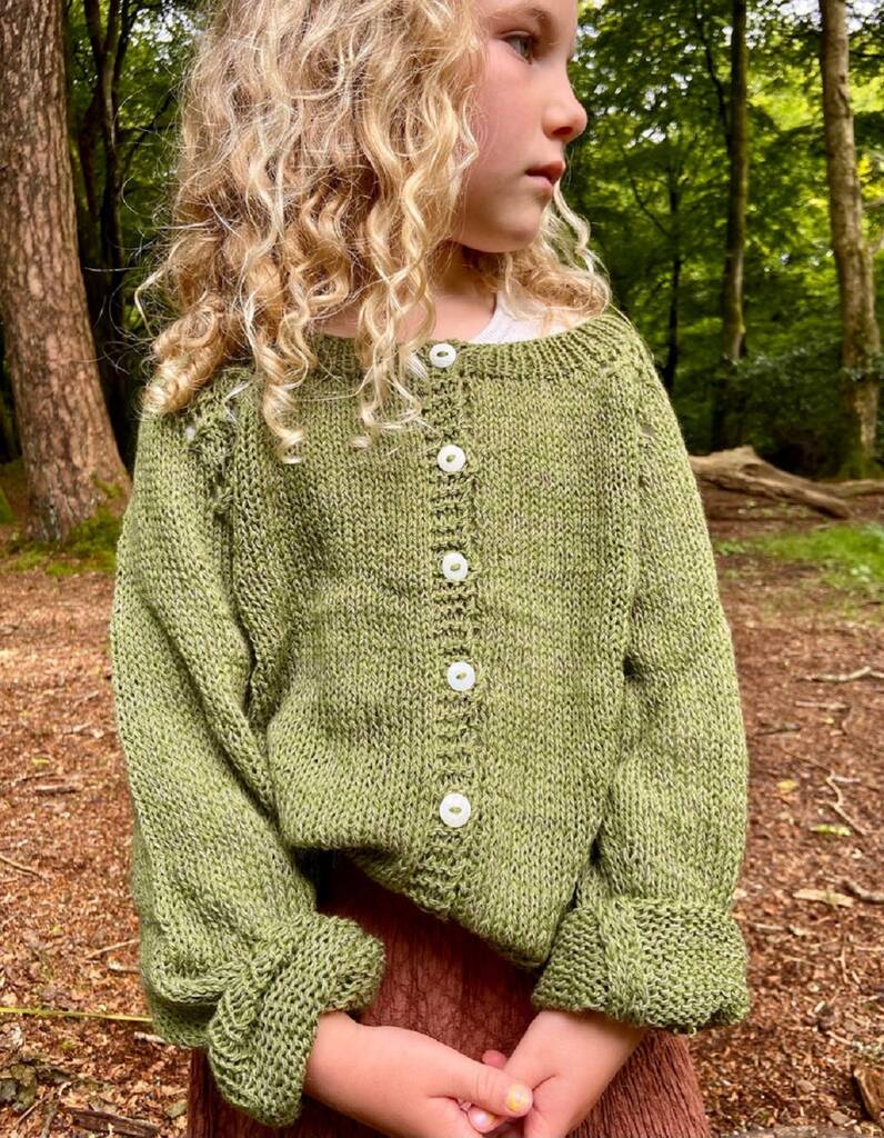 The Kids Hand Knitted Olive Green Eyelet Cardigan, 1 of 4