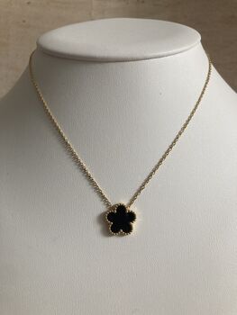 Five Leaf Black Single Clover Pendant Necklace, 4 of 5
