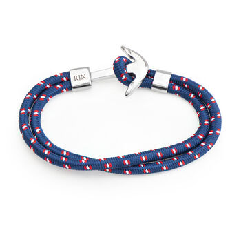 Personalised Men's Blue Rope Nautical Anchor Bracelet, 8 of 9
