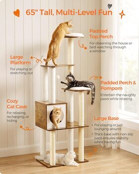 Cat Tree 165 Cm Modern Cat Tower Washable Cat Furniture, 2 of 12