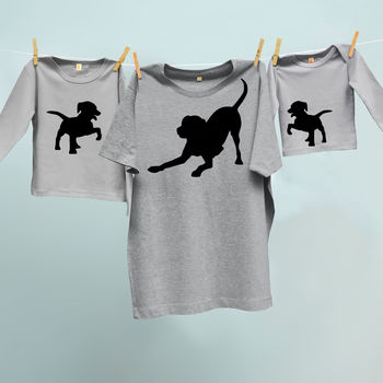 Dad, Mum And Child's Dog Tshirt Twinning Trio Tops, 3 of 4