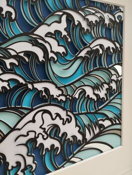 Framed Hand Made Paper Cut Wave Art, 5 of 9