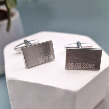 Personalised Initial Date Cufflink And Tie Clip Set, 7 of 7