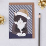 Christmas Cat With Gold Santa Hat Christmas Card, thumbnail 1 of 1