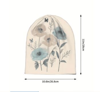 Chemo Headwear Beanie Hat Bandana Mixed Blue Flowers Super Soft, 5 of 6