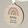 Personalised Pink Rainbow Baby Girl Wooden Decoration, thumbnail 3 of 4