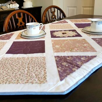 Large Table Runner, Purple Gold And Taupe, Ditsy Floral, 6 of 8