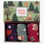 Woodland Animals Fox Squirrel Women's Bamboo Socks Gift Box, thumbnail 1 of 4