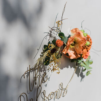 Personalised Autumn Faux And Dried Flower Name Sign, 2 of 5