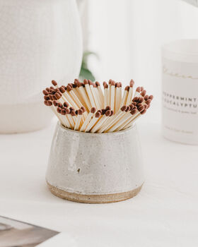 Handmade Ceramic Match Pot And Candle Set, 7 of 8