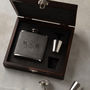 Personalised Engraved Hip Flask Gift Set For Him, thumbnail 2 of 7