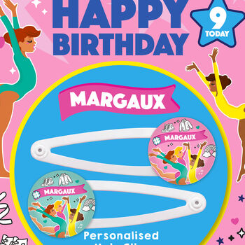 Personalised Gymnastic Fantastic Birthday Hair Clips, 3 of 4