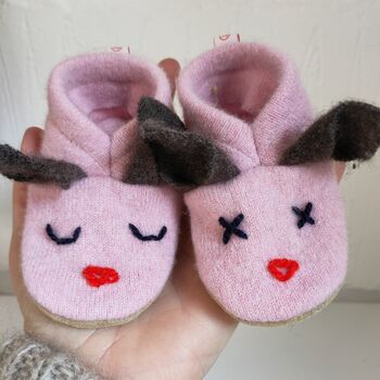 Handmade Recycled Cashmere Bunny Booties, 8 of 12