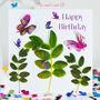Birthday Butterfly Garden Butterflies And Leaves Card, thumbnail 1 of 12