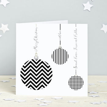 Monochrome Geometric Personalised Bauble Cards, 2 of 2