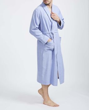 Men's Staffordshire Blue Two Fold Flannel Robe, 4 of 5
